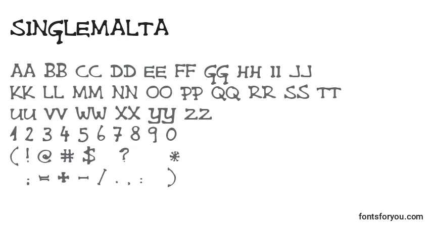 Schriftart Singlemalta – Alphabet, Zahlen, spezielle Symbole