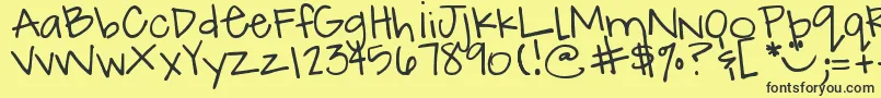 DjbHowCuteAmI Font – Black Fonts on Yellow Background