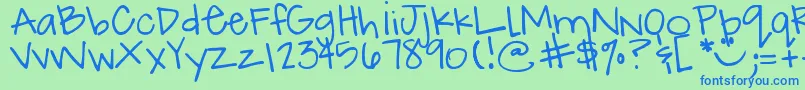 DjbHowCuteAmI Font – Blue Fonts on Green Background