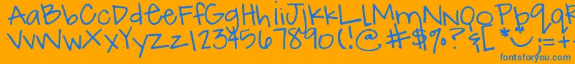DjbHowCuteAmI Font – Blue Fonts on Orange Background