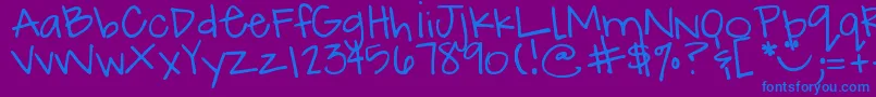 DjbHowCuteAmI-fontti – siniset fontit violetilla taustalla