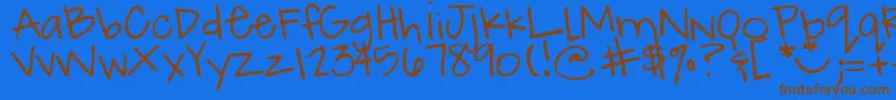 DjbHowCuteAmI Font – Brown Fonts on Blue Background