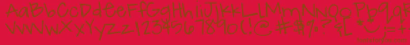 More about DjbHowCuteAmI Font DjbHowCuteAmI Font – Brown Fonts on Red Background