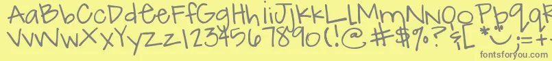 DjbHowCuteAmI Font – Gray Fonts on Yellow Background