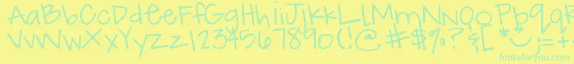 DjbHowCuteAmI Font – Green Fonts on Yellow Background