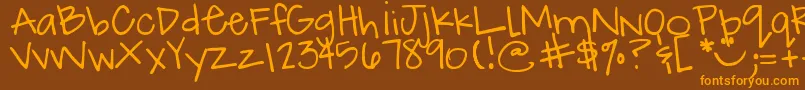DjbHowCuteAmI Font – Orange Fonts on Brown Background