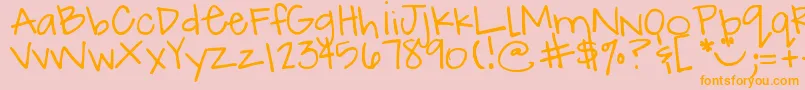 DjbHowCuteAmI Font – Orange Fonts on Pink Background