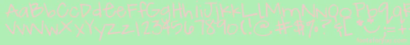 DjbHowCuteAmI Font – Pink Fonts on Green Background