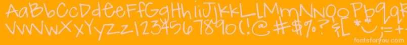 DjbHowCuteAmI Font – Pink Fonts on Orange Background