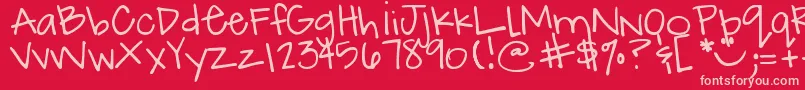 DjbHowCuteAmI Font – Pink Fonts on Red Background