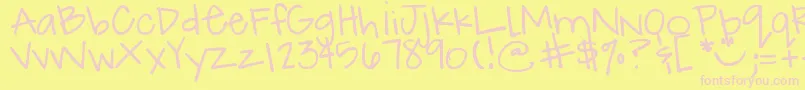 DjbHowCuteAmI Font – Pink Fonts on Yellow Background