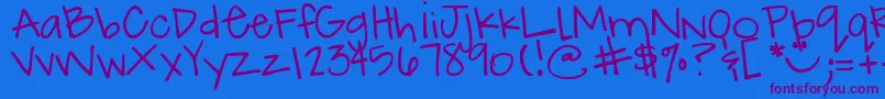 DjbHowCuteAmI Font – Purple Fonts on Blue Background