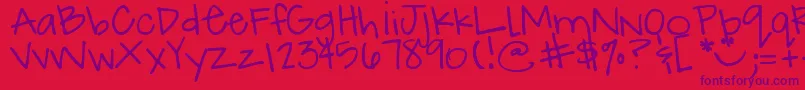 DjbHowCuteAmI Font – Purple Fonts on Red Background