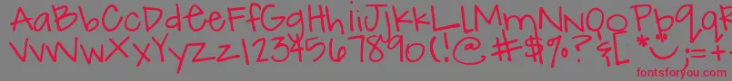 DjbHowCuteAmI Font – Red Fonts on Gray Background