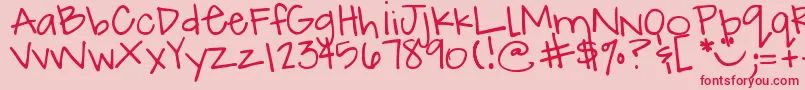 Lisätietoja DjbHowCuteAmI-fontista DjbHowCuteAmI-fontti – punaiset fontit vaaleanpunaisella taustalla