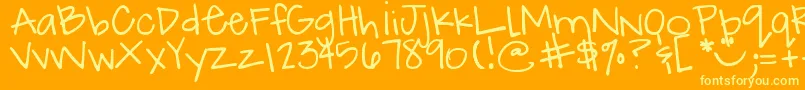 DjbHowCuteAmI Font – Yellow Fonts on Orange Background