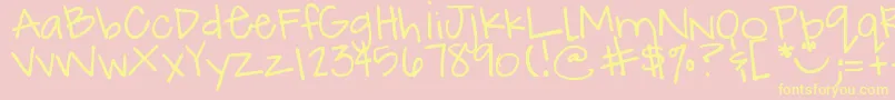 DjbHowCuteAmI Font – Yellow Fonts on Pink Background