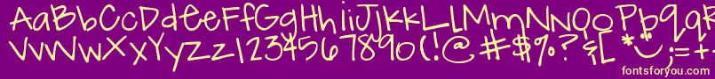DjbHowCuteAmI Font – Yellow Fonts on Purple Background