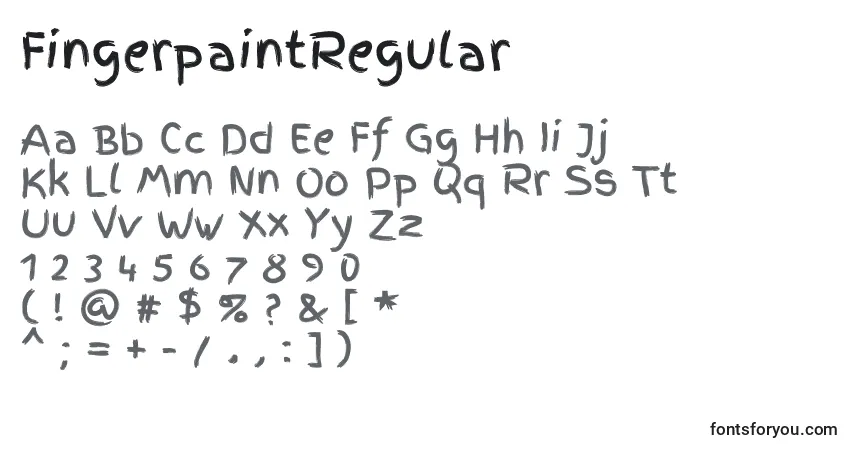 FingerpaintRegular-fontti – aakkoset, numerot, erikoismerkit
