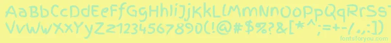 FingerpaintRegular-Schriftart – Grüne Schriften auf gelbem Hintergrund