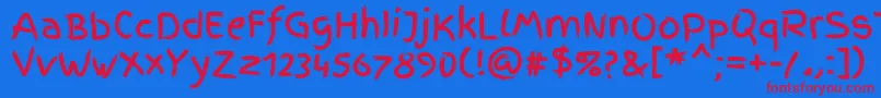 FingerpaintRegular Font – Red Fonts on Blue Background