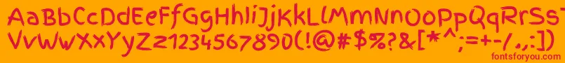 FingerpaintRegular Font – Red Fonts on Orange Background