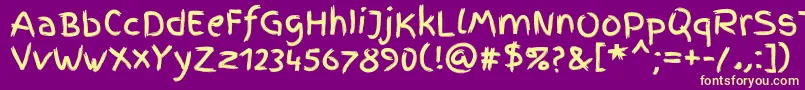 FingerpaintRegular Font – Yellow Fonts on Purple Background