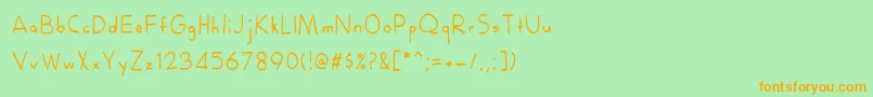フォントRoyanaRegular – オレンジの文字が緑の背景にあります。