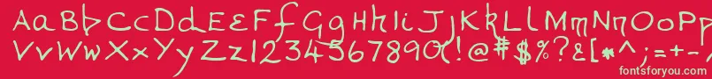 フォントVanessaRegular – 赤い背景に緑の文字