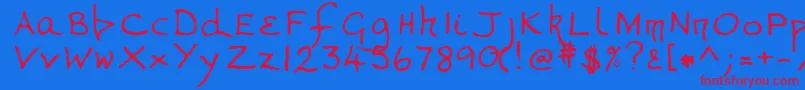 VanessaRegular Font – Red Fonts on Blue Background