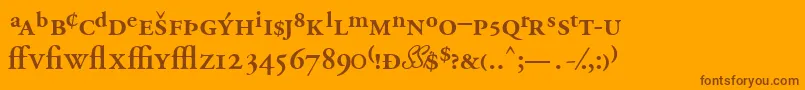 GaramondprosskSemibold-Schriftart – Braune Schriften auf orangefarbenem Hintergrund