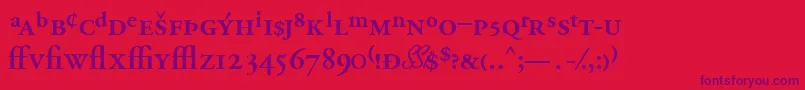 GaramondprosskSemibold-Schriftart – Violette Schriften auf rotem Hintergrund