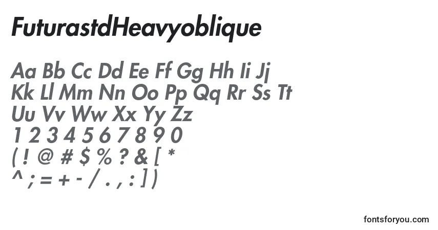 Czcionka FuturastdHeavyoblique – alfabet, cyfry, specjalne znaki