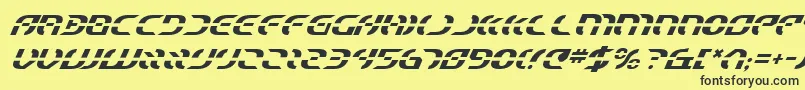 StarfighterItalic-fontti – mustat fontit keltaisella taustalla