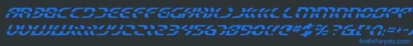 StarfighterItalic-Schriftart – Blaue Schriften auf schwarzem Hintergrund