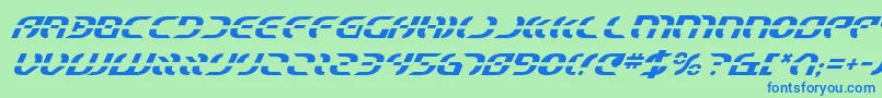 StarfighterItalic-Schriftart – Blaue Schriften auf grünem Hintergrund