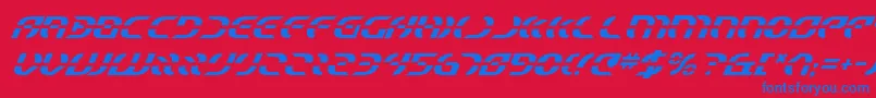 StarfighterItalic-Schriftart – Blaue Schriften auf rotem Hintergrund