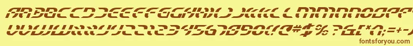 StarfighterItalic-Schriftart – Braune Schriften auf gelbem Hintergrund
