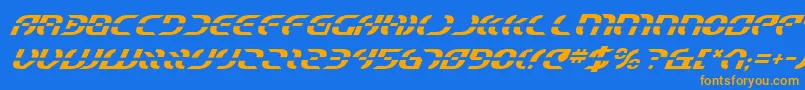 Saiba mais sobre a fonte StarfighterItalic Fonte StarfighterItalic – fontes laranjas em um fundo azul