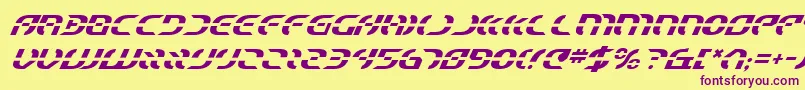 StarfighterItalic Font – Purple Fonts on Yellow Background