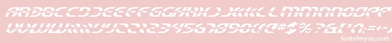 StarfighterItalic-Schriftart – Weiße Schriften auf rosa Hintergrund