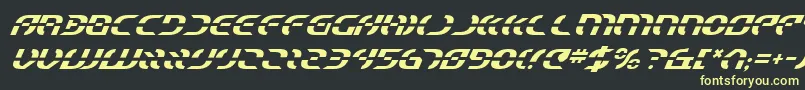 Fonte StarfighterItalic – fontes amarelas em um fundo preto