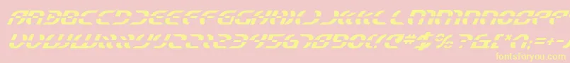 StarfighterItalic-Schriftart – Gelbe Schriften auf rosa Hintergrund