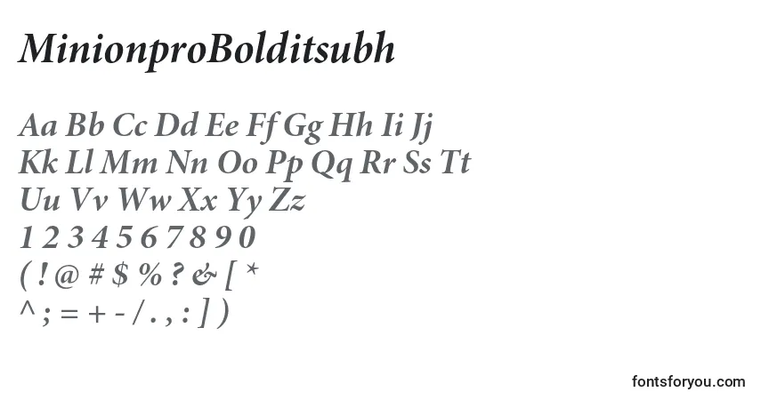 Schriftart MinionproBolditsubh – Alphabet, Zahlen, spezielle Symbole