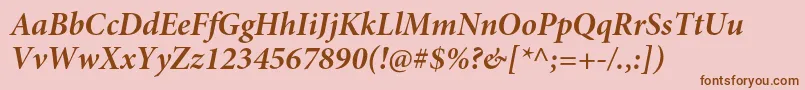 MinionproBolditsubh-Schriftart – Braune Schriften auf rosa Hintergrund