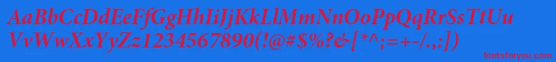 MinionproBolditsubh-Schriftart – Rote Schriften auf blauem Hintergrund