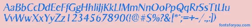 フォントSigvarrandomItalic – ピンクの背景に青い文字