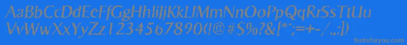 SigvarrandomItalic-fontti – harmaat kirjasimet sinisellä taustalla