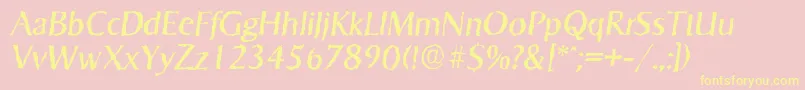 SigvarrandomItalic-fontti – keltaiset fontit vaaleanpunaisella taustalla