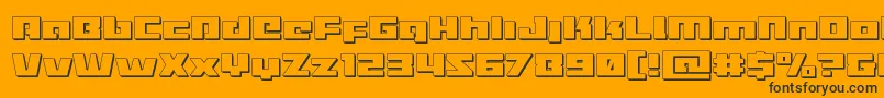Turbocharge3D-Schriftart – Schwarze Schriften auf orangefarbenem Hintergrund